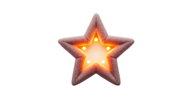 Plush star shape isolated on white background 3d design element