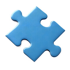 Obraz premium A single blue puzzle piece with rounded edges, casting a soft shadow on transparent background