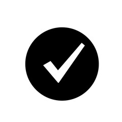 A simple graphic of a white check mark inside of a black circle on a plain white background view
