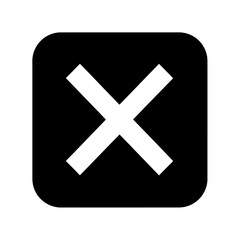 Obraz premium A white x mark inside a black rounded square shape on a white background in a simple illustration