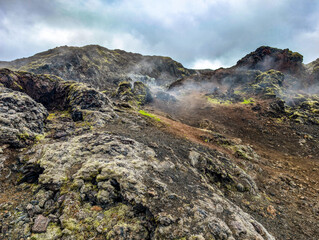 Obraz premium Aerial view of Krafla Lava Fields Leirhnjukur. Iceland