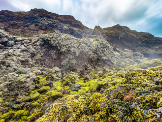 Obraz premium Aerial view of Krafla Lava Fields Leirhnjukur. Iceland