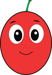 Cute Tomato Face Cartoon – Smiling Red Fruit Character Vector