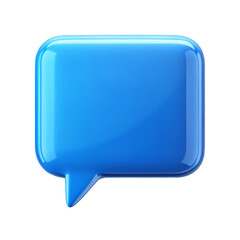Fototapeta premium Glossy blue speech bubble icon with soft shadows isolated on a transparent background chat communication