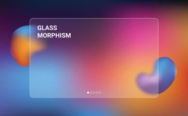 Glassmorphism blur transparent screen background with colorful abstract shapes