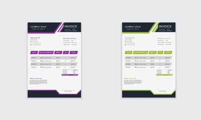 Clean minimal invoice template layout design for print