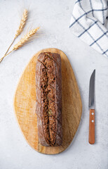 Rye bread with garlic sprinkled