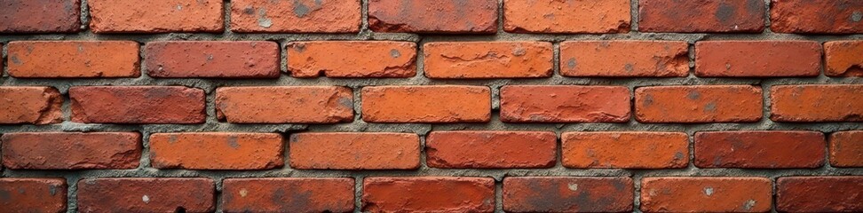 Obraz premium A weathered brick wall, various shades of red and brown, showing texture and age , film, masonry, studio