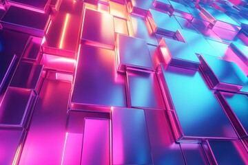 Futuristic techno blocks in vibrant colors create an immersive sci fi atmosphere, Techno blocks Futuristic technology or sci fi design Seamless 3D render