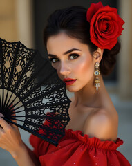 Beautiful Flamenco Dancer in Traditional Dress

