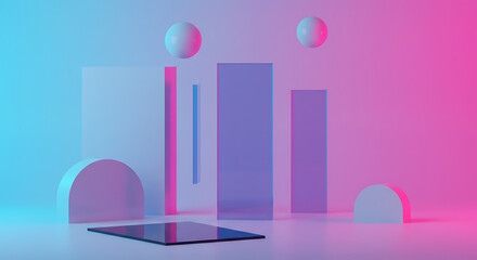 Fototapeta premium Modern Abstract Glass Panels with Soft Gradient Colors On Isolated Background