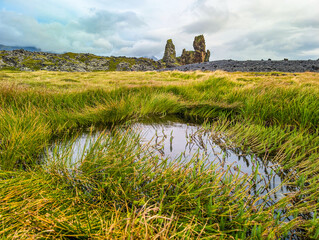 Londrangar coastal walk, Snaefellsnes National Park, Iceland.