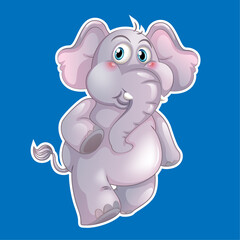 Smiling Elephant Illustration: A delightful cartoon elephant strides playfully, showcasing its whimsical design and joyful expression with a vibrant background. 