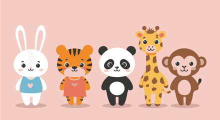 Naklejka premium Cute Cartoon Animals Friends