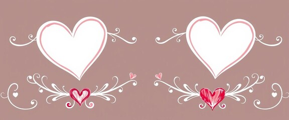 Whimsical hand-drawn heart dividers; elegant flourishes & swirls for scrapbook, stationery, or web design,  web design,  cute