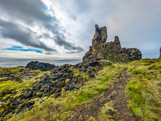 Londrangar coastal walk, Snaefellsnes National Park, Iceland.