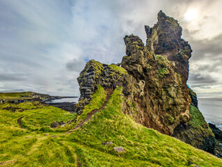 Londrangar coastal walk, Snaefellsnes National Park, Iceland.