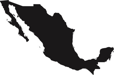 Silhouette of a Mexico map illustration isolated on transparent background	