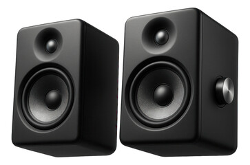 Fototapeta premium A pair of adjustable studio monitors for a residential audio studio, providing clear and balanced sound output.