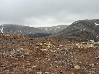 volcanic mountain landscape in the winter