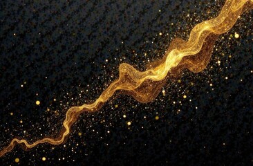 Abstract golden wave illustration with shimmering particles on a dark background, creating a sense of elegance and luxury, perfect for festive or celebratory themes