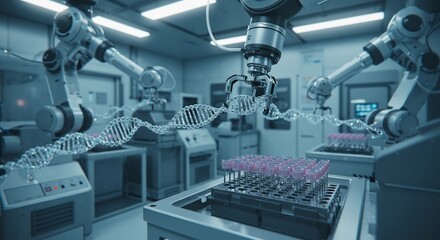 Automated DNA Manipulation: Robotic Arms in Advanced Biotech Lab