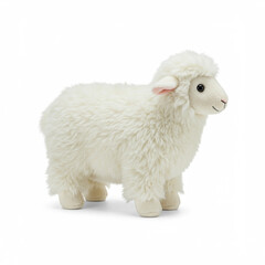 Fototapeta premium Fluffy Toy Sheep on White Background