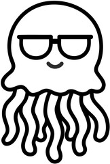  바다에 사는 해양생물 캐릭터 선글라스를 쓴 해파리 일러스트