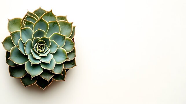 Stunning Echeveria Succulent Top View on White Background