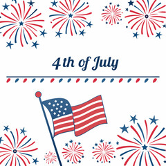 Obraz premium 4th of July border, USA banner, fireworks pattern background 