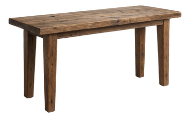 Reclaimed wood dining console table with a distressed look, fitting for an eclectic bohemian home.