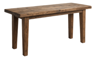 Reclaimed wood dining console table with a distressed look, fitting for an eclectic bohemian home.
