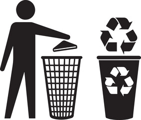 Recycle bin icon with trash can and recycle symbol isolated vector illustration