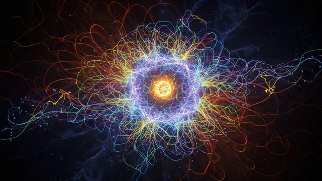 Colorful abstract representation of atomic structure