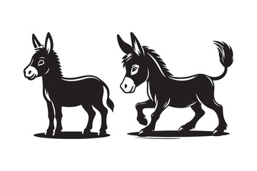 A Cartoon Style Donkey Silhouette vector