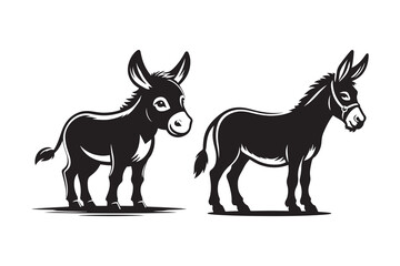 A Cartoon Style Donkey Silhouette vector