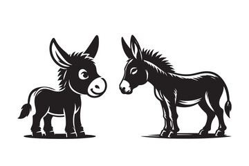 A Cartoon Style Donkey Silhouette vector