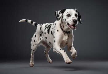 dalmatian god isolated on grey neutral studio background, adorable pet, lovely dalmation doggy 7