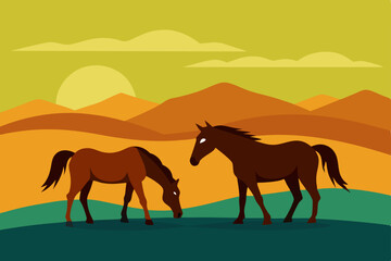 Fototapeta premium horses in the desert