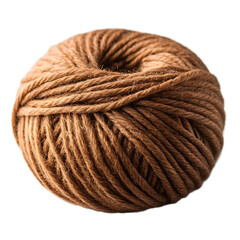 Close up of a thick brown jute twine ball isolated on transparent background
