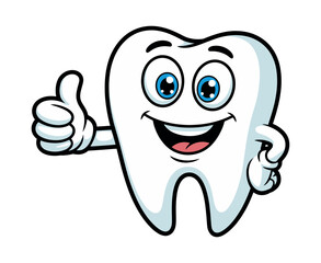 Cartoon Tooth Giving a Thumbs Up Showing Healthy Teeth and Good Oral Hygiene happy cartoon tooth gives thumbs up symbolizing good oral health