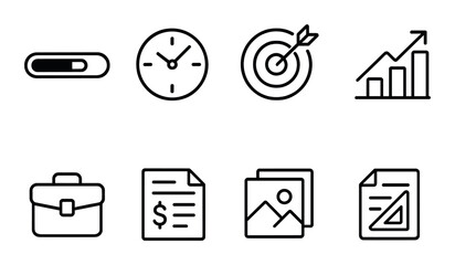 Productivity dashboard icons set – outline, efficiency and workflow symbols
