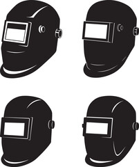 Welding Helmet Safety Equipment Silhouette Set vector illustration