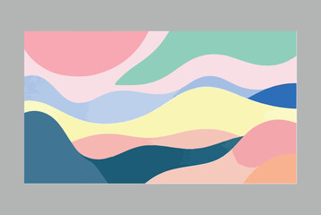 Obraz premium Abstract Landscape with Pastel Colors and Wavy Shapes in a Modern Style