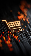 Obraz premium Digital shopping cart icon symbolizes the rise of e-commerce and innovation in online purchasing.concept of online shopping
