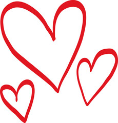 Triple Heart Cluster In Playful Hand Sketch