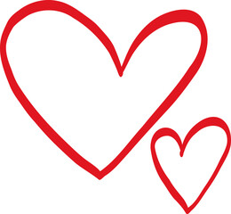 Large And Small Heart Hand Drawn Pair