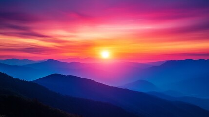 Obraz premium Dramatic twilight sky over mountain range with vibrant colors at sunrise or sunset