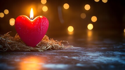 Fototapeta premium Romantic Heart Candle Light Bokeh Background