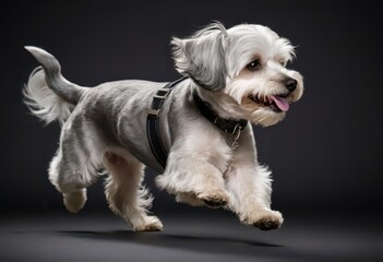 Danide dinmont terrier dog isolated on grey neutral studio background, adorable puppy, lovely doggy 12
